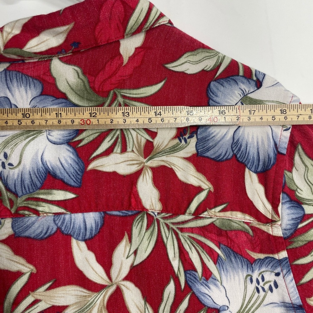 Vtg Havana Jacks Cafe XL Red Floral Hibiscus Rayon Hawaiian Camp Shirt Tropical - Picture 6 of 9